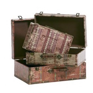 Kufferter Mønster sæt af 3 antik look kunstlæder - Se flere møbler og spejle